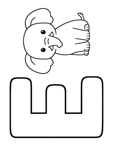Letter E Elephant Coloring Page