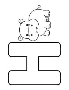 Letter H Hippo Coloring Page